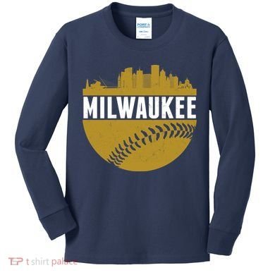 Classic Milwaukee Skyline Baseball  Kids Long Sleeve Shirt