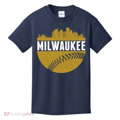 Classic Milwaukee Skyline Baseball Kids T-Shirt
