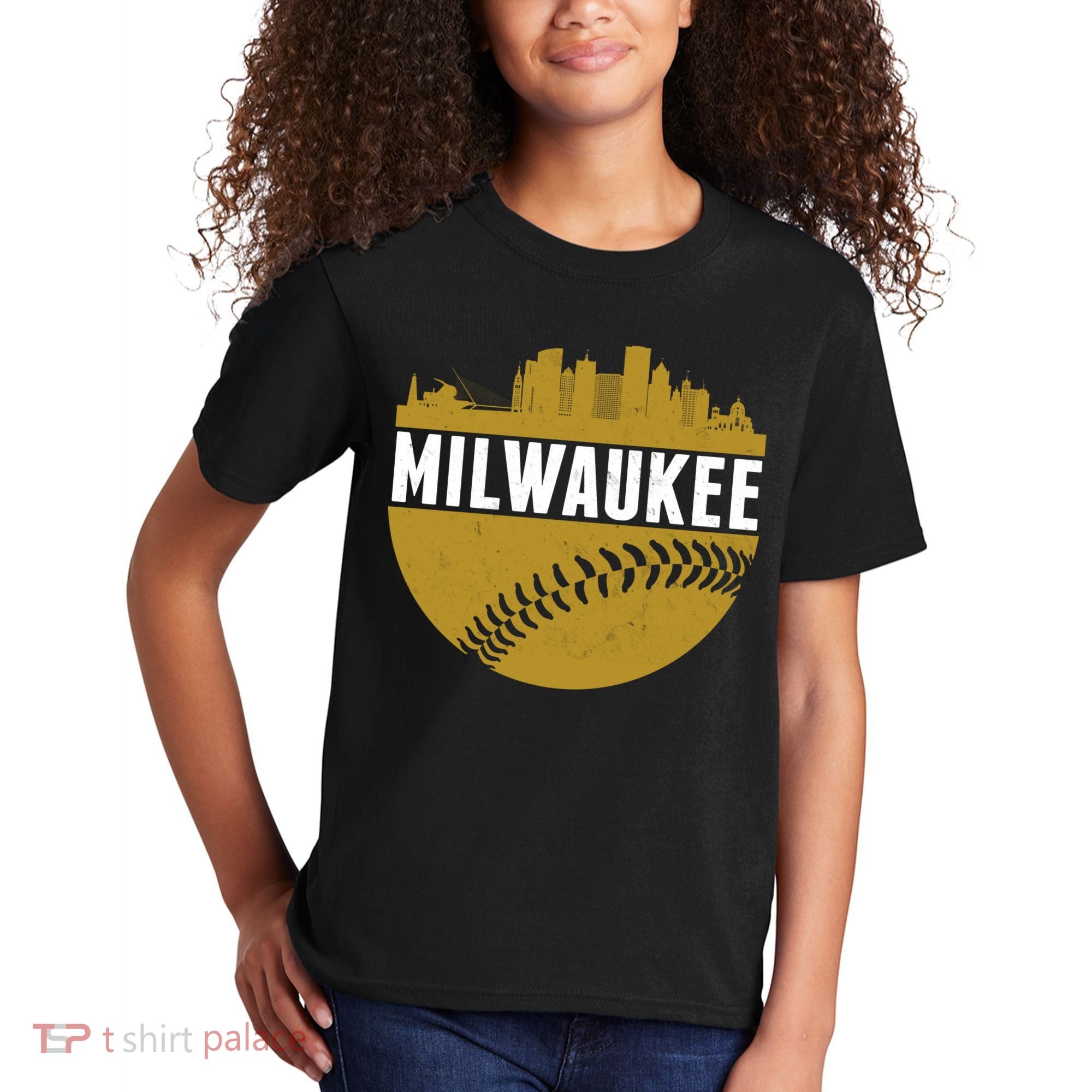 Classic Milwaukee Skyline Baseball  Kids T-Shirt