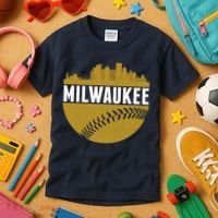 Classic Milwaukee Skyline Baseball  Kids T-Shirt thumb 3