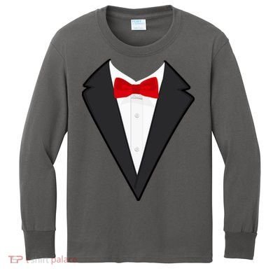 Classic Party Tuxedo Kids Long Sleeve Shirt