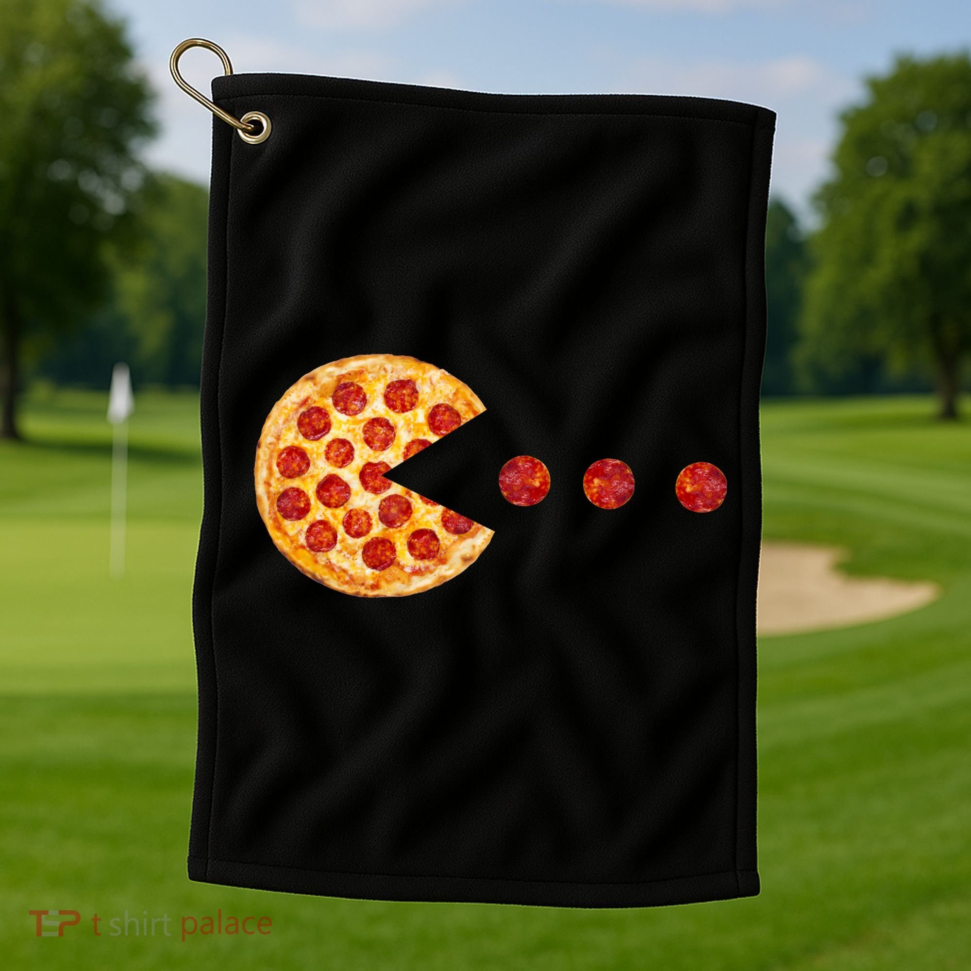 Classic Retro Pizza Lover Video Game Golf Towel