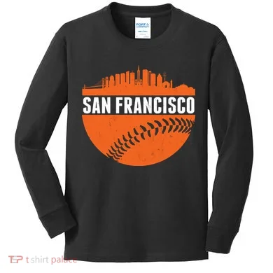 Classic San Francisco Skyline Baseball Kids Long Sleeve Shirt