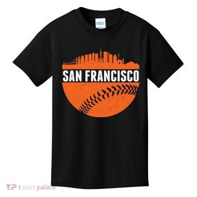 Classic San Francisco Skyline Baseball Kids T-Shirt