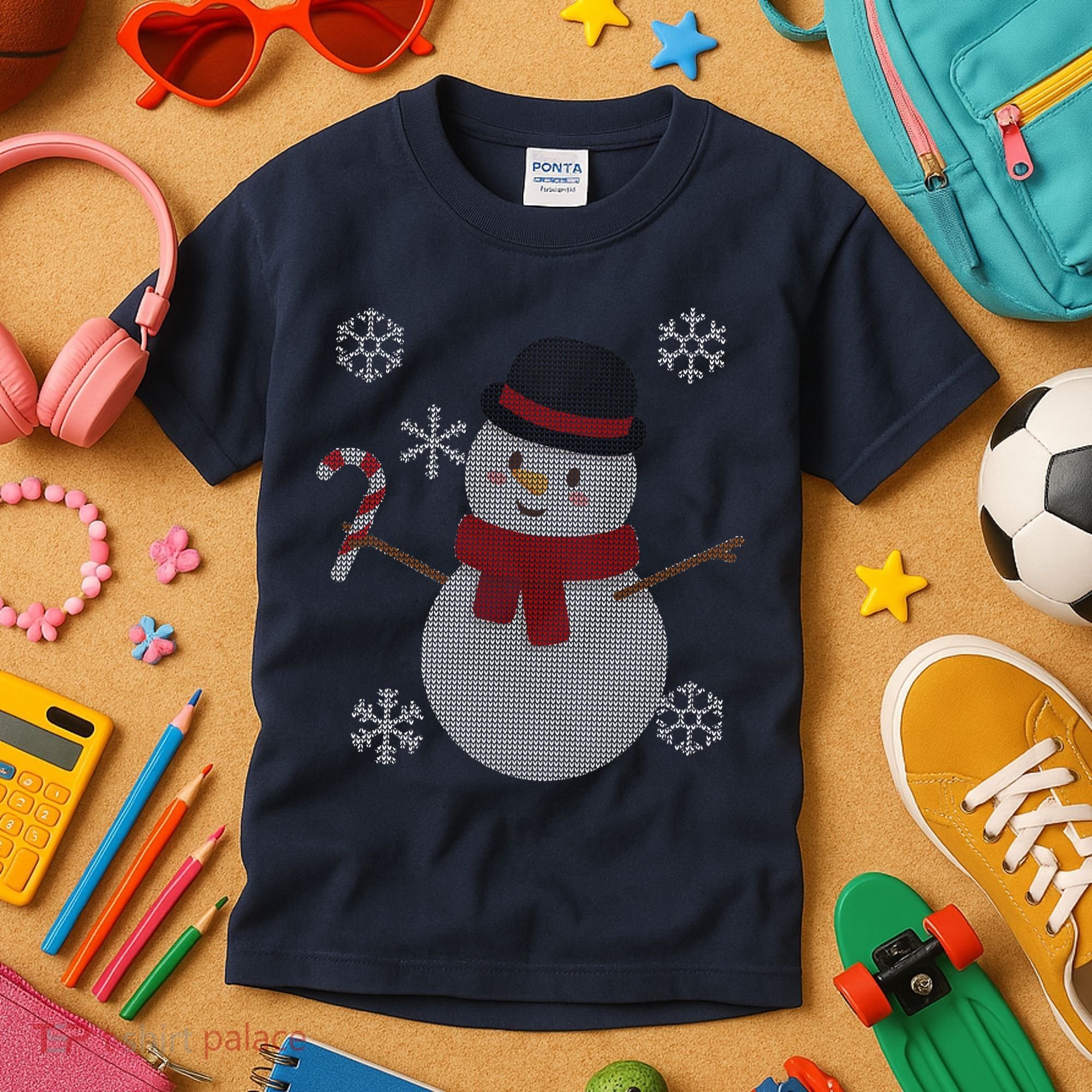 Classic Snowman Ugly Christmas Kids T-Shirt