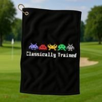 Classically Trained 80's Video Game Aliens Golf Towel thumb 1