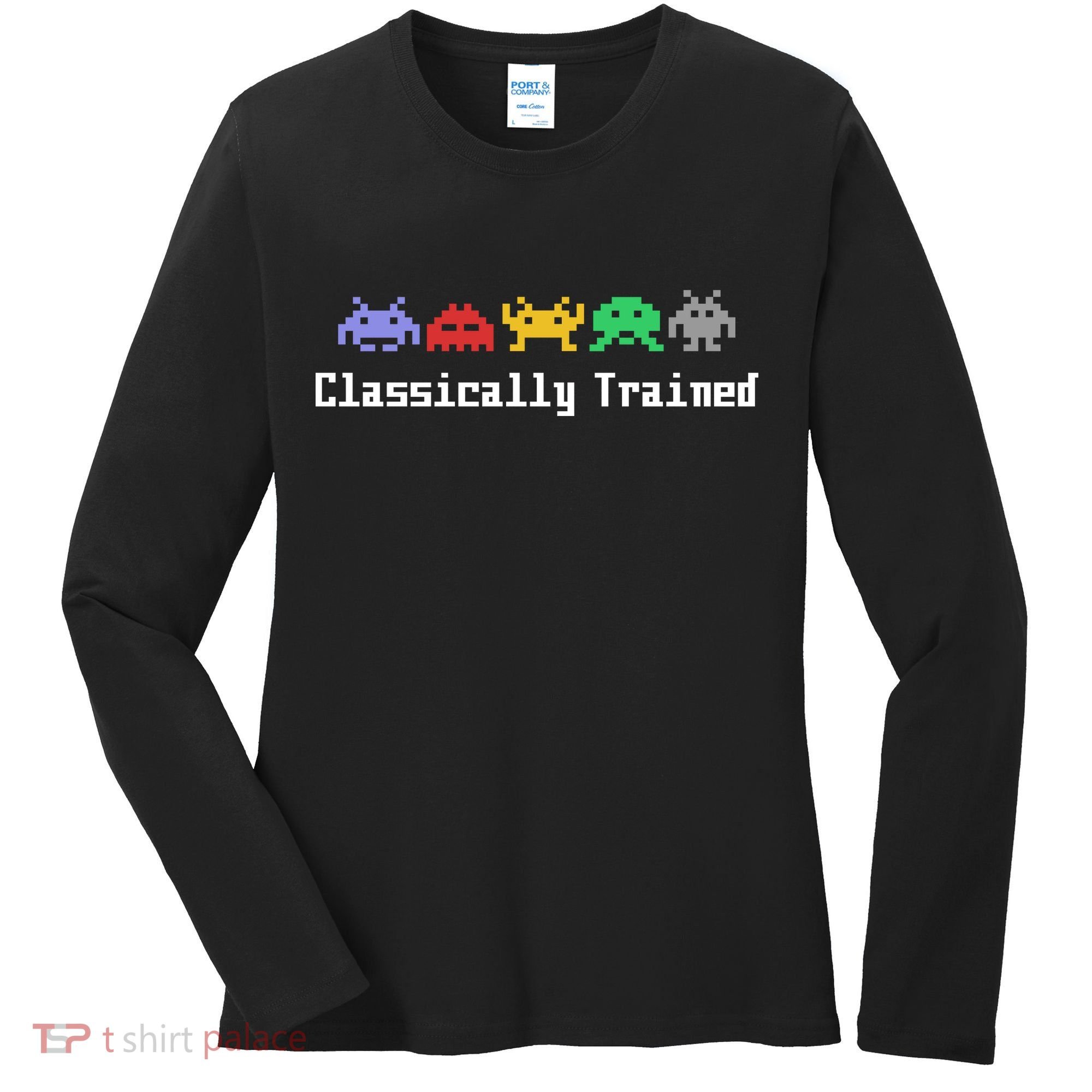 Classically Trained 80's Video Game Aliens Women's Long Sleeve Shirt