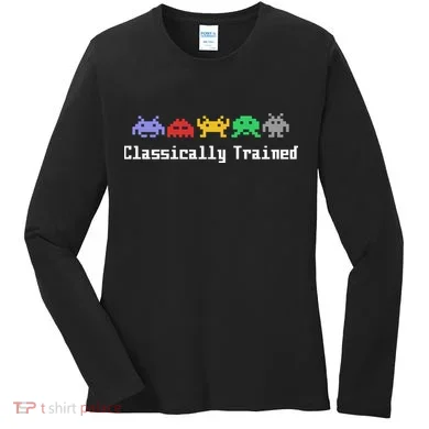 Classically Trained 80's Video Game Aliens Women's Long Sleeve Shirt