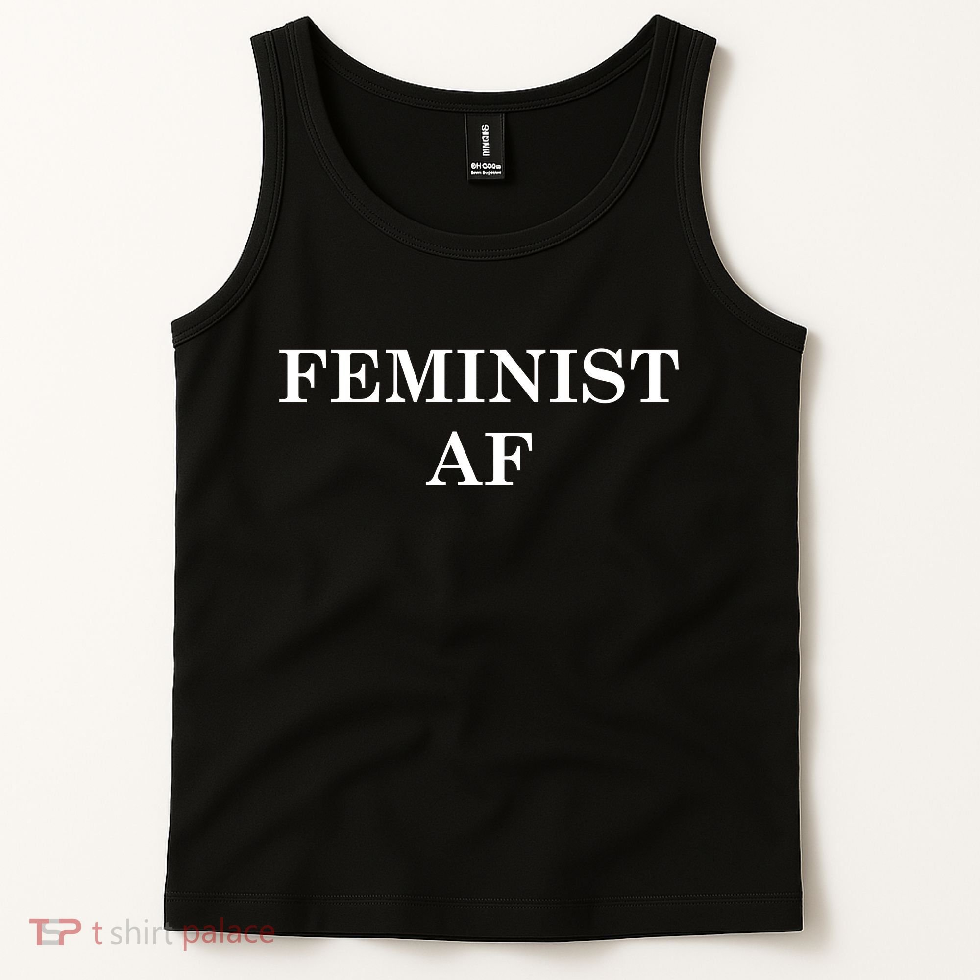 Classy News Feminist AF Text Logo Tank Top