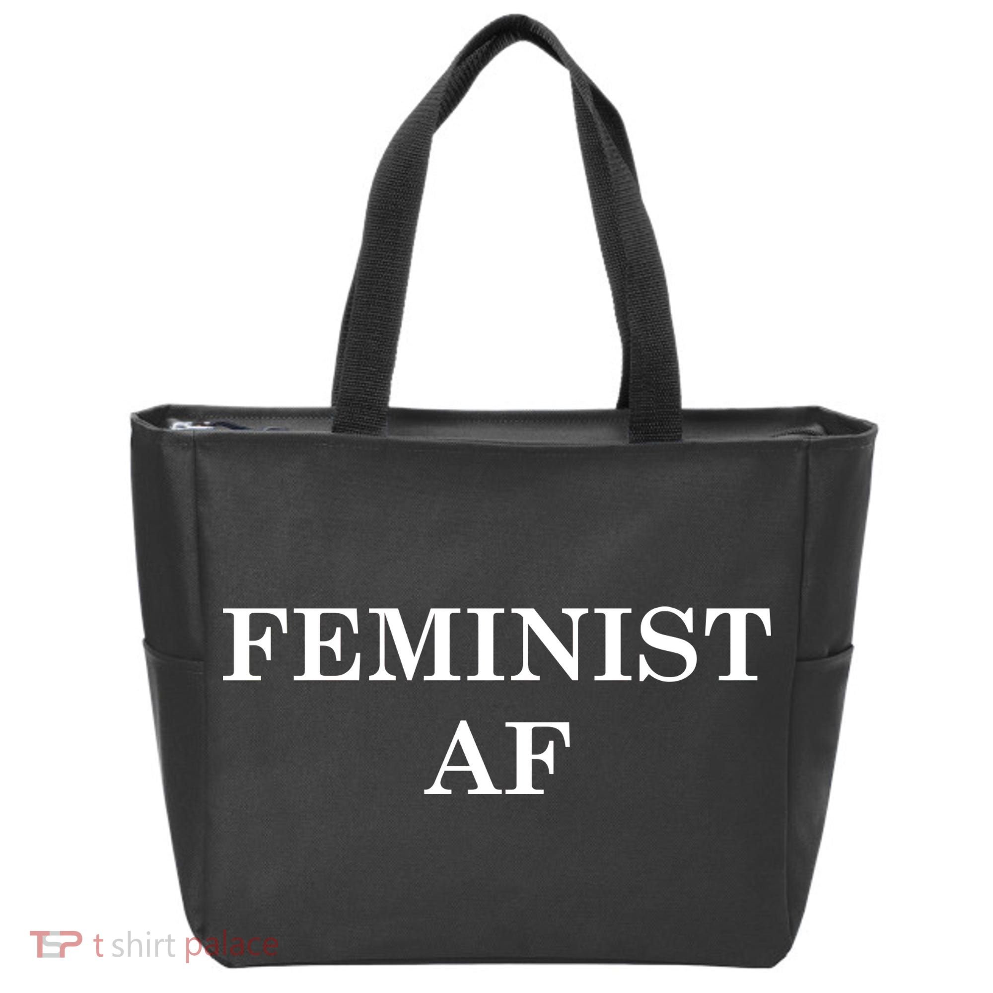 Classy News Feminist AF Text Logo Tote Bag