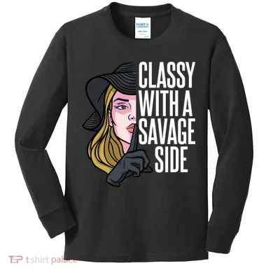 Classy With A Savage Side Kids Long Sleeve Shirt