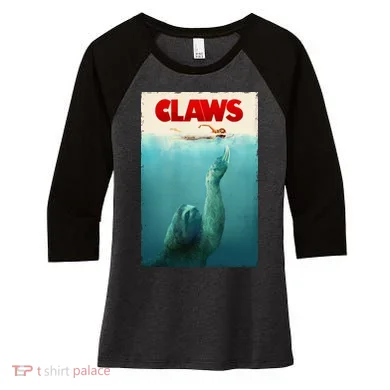 Claws Sloth Women's Tri-Blend 3/4-Sleeve Raglan Shirt