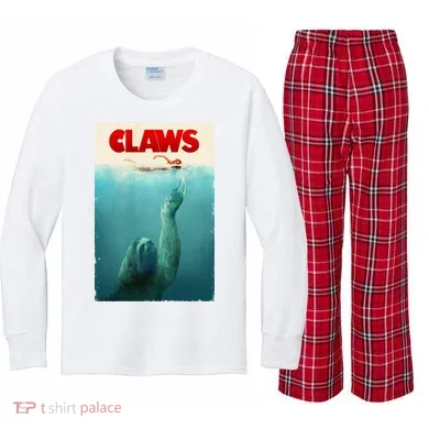 Claws Sloth Kids Long Sleeve Plaid Pajama Set