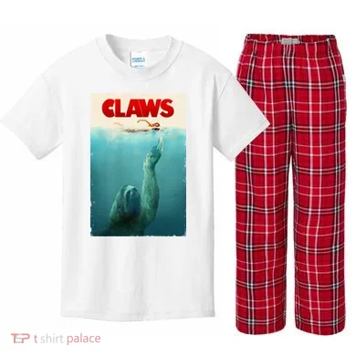 Claws Sloth Kids Plaid Pajama Set