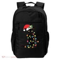 Christmas Lights Black Cat Santa Backpack thumb 0