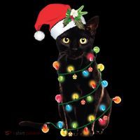 Christmas Lights Black Cat Santa Coaster thumb 2