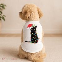 Christmas Lights Black Cat Santa Doggie Tank thumb 2