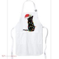 Christmas Lights Black Cat Santa Apron thumb 0
