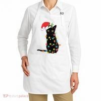 Christmas Lights Black Cat Santa Apron thumb 2