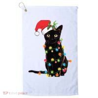 Christmas Lights Black Cat Santa Golf Towel thumb 0