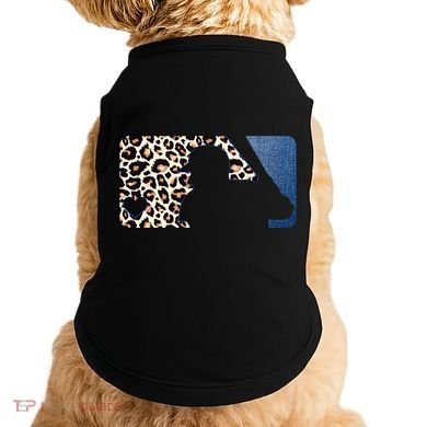 Cute Leopard Blue Jean Print Baseball Logo Doggie Tank