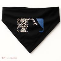Cute Leopard Blue Jean Print Baseball Logo USA-Made Doggie Bandana thumb 0