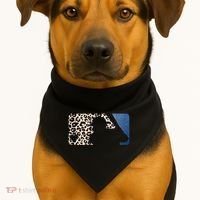 Cute Leopard Blue Jean Print Baseball Logo USA-Made Doggie Bandana thumb 1