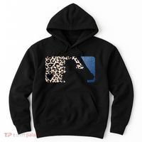Cute Leopard Blue Jean Print Baseball Logo Hoodie thumb 0