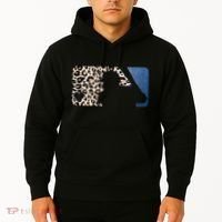Cute Leopard Blue Jean Print Baseball Logo Hoodie thumb 2