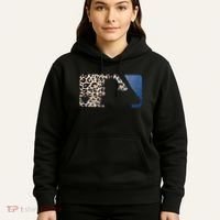 Cute Leopard Blue Jean Print Baseball Logo Hoodie thumb 5