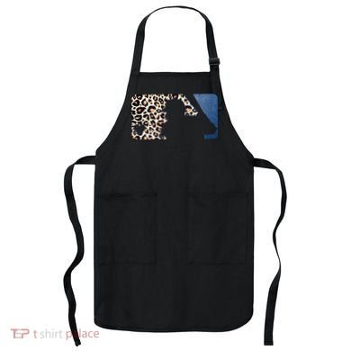 Cute Leopard Blue Jean Print Baseball Logo Apron