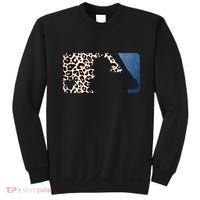 Cute Leopard Blue Jean Print Baseball Logo Sweatshirt thumb 0