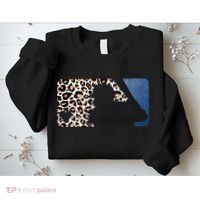 Cute Leopard Blue Jean Print Baseball Logo Sweatshirt thumb 2