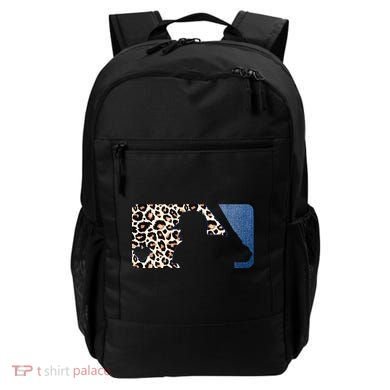 Cute Leopard Blue Jean Print Baseball Logo Backpack