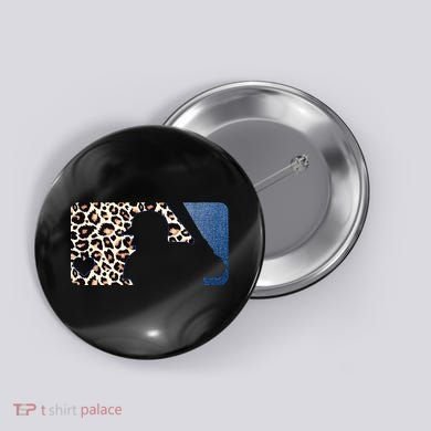 Cute Leopard Blue Jean Print Baseball Logo Button