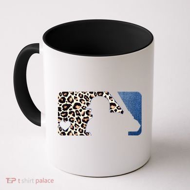 Cute Leopard Blue Jean Print Baseball Logo Coffee Mug
