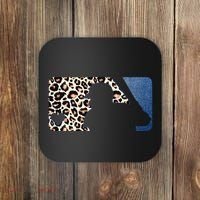 Cute Leopard Blue Jean Print Baseball Logo Coaster thumb 0