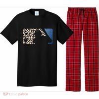 Cute Leopard Blue Jean Print Baseball Logo Pajama Set thumb 0