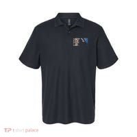 Cute Leopard Blue Jean Print Baseball Logo Polo thumb 0