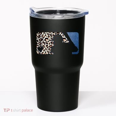 Cute Leopard Blue Jean Print Baseball Logo Tumbler