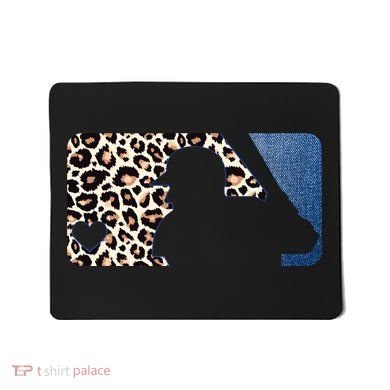 Cute Leopard Blue Jean Print Baseball Logo Mousepad