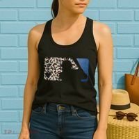 Cute Leopard Blue Jean Print Baseball Logo Women's Tank Top thumb 2