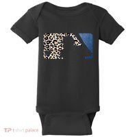 Cute Leopard Blue Jean Print Baseball Logo Baby Bodysuit thumb 0