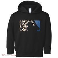 Cute Leopard Blue Jean Print Baseball Logo Toddler Hoodie thumb 0