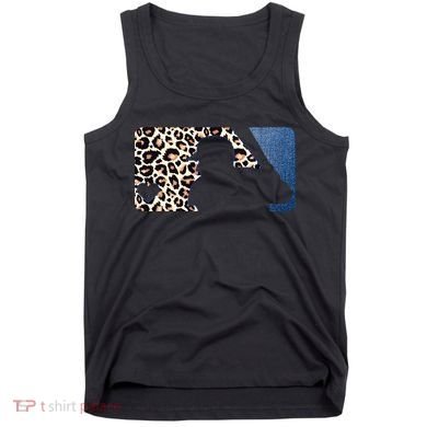 Cute Leopard Blue Jean Print Baseball Logo Tank Top