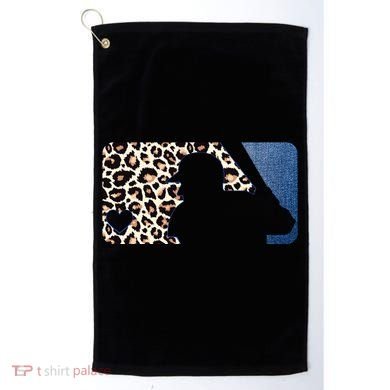 Cute Leopard Blue Jean Print Baseball Logo Golf Towel