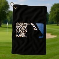 Cute Leopard Blue Jean Print Baseball Logo Golf Towel thumb 1