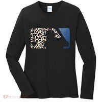 Cute Leopard Blue Jean Print Baseball Logo Women's Long Sleeve Shirt thumb 0