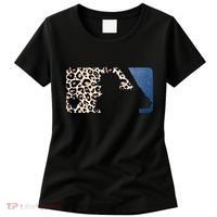 Cute Leopard Blue Jean Print Baseball Logo Women's T-Shirt thumb 0