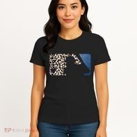 Cute Leopard Blue Jean Print Baseball Logo Women's T-Shirt thumb 4
